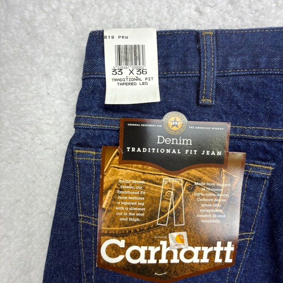 Carhartt Other - Carhartt Traditional Fit Straight Leg Jeans Men 33x36 B18 PRW Prewashed NWT NOS